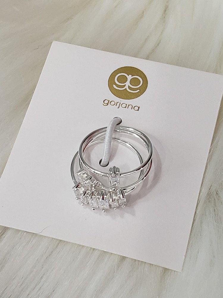 NEW SZ 6 GORJANA Amara Stackable Rings Set Of 3 PIECE white cubic zirconia