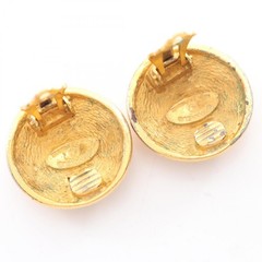 CHANEL COCO Mark Matelasse Round clip Earring Gold Plated Used Women CC
