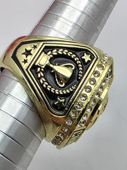 Gold Tone Football Championship Ring Dome Style Size ~11 (30mm Face)