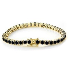 9ct Round Cut Lab-Created Black Onyx Tennis Bracelet 14K Yellow Gold Plated