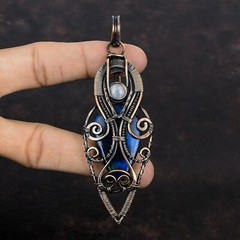 Labradorite Wire Wrapped Pendant Handcrafted Copper Dailywear 4.06″