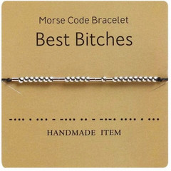 Funny Morse Code Friendship Bracelet, Adult Best Bitches BFF Snarky Attitude