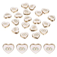 20 Pcs Heart Evil Eye Beads Loose Spacer Beads, White