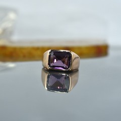 Deep Amethyst Copper Handmade Signet Men’s Ring Traditional Skill Artist