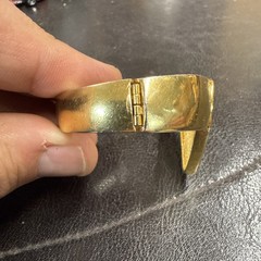 RARE GIVENCHY Triangular LOGO Goldtone Cuff BRACELET Vintage