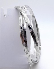 Set of 3 4.5mm Thin simple Rhodium Plated Fashion Jewelry Bangle Bracelets