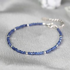 Minimalist Women Bracelet Sapphire 2mm Bead Healing Crystal Elegant Jewelry Gift
