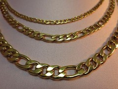 3/5/7MM STAINLESS STEEL GOLD PLATED FIGARO ROPE CHAIN 16″-60″- GOLD