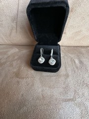 Anne Klein Silver-Tone Cubic Zirconia Halo Drop Earrings