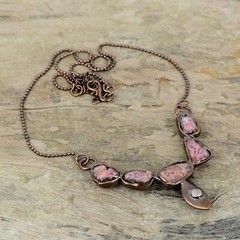 Pink Tourmaline Rough Copper Love Gift Electroformed Adjustable Necklace 18.0″