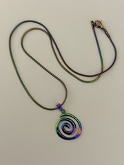 Spiral Swirl Pendant Necklace Chain Rainbow Color Unisex Women Men Brand New