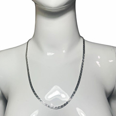Trifari Signed Silver Tone Herringbone Chain Necklace, Metal, No Stone