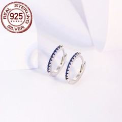 14mm 925 Sterling Silver Small Huggie Hoop Earrings Women Cubic Zirconia Jewelry