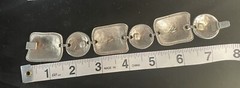 Modernist Chunky Circles & Squares Bracelet Box Snap Clasp . Silver Tone. Beauty