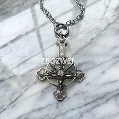 Baphomet Inverted Cross Necklace Gothic Satanic Pagan Occult Pendant Jewelry