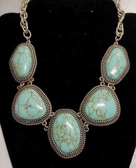 Authentic Brighton Reversible Turquoise & Silver Concho Statement Bib Necklace