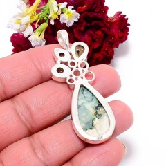 Tree Agate – Australia & Green Amethyst 925 Sterling Silver Pendant 2.15″ P10
