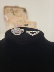 Women’s Polished Stainless Steel Ring with Cubic Zirconia Accents, Size 6