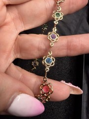 Gold Filled Floral Bracelet AAA CZ Multi Color Flower Link Bracelet 7–8 Inch