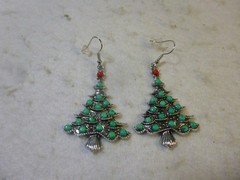Cute Christmas Tree Southwestern Style French Hook Earrings