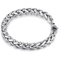 8MM Silver Stainless Steel Wheat Link Chain Bracelet Men Women Xmas Gift 8/9/10″