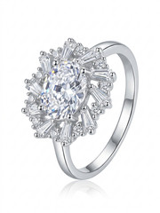 925 Sterling Silver Halo Ring 2ct Oval CZ Wedding Band Engagement Promise Gift