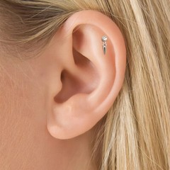 1/2Pcs Stainless Steel Threaded Stud Earrings CZ Dangle Helix Conch Piercings