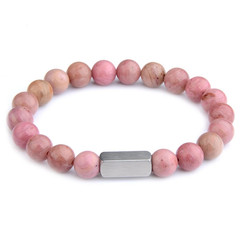 1 pc Natural Stone Bead Bracelet Tiger Eye Lava Stainless Steel