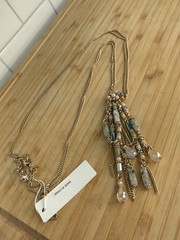 Simply Noelle Gold Tone Cable Chain Necklace Multi-Color Beaded Tassel Pendant