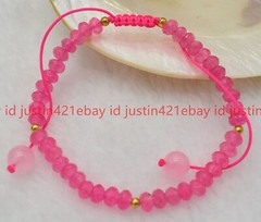 4x6mm Natural Pink Jade Faceted Rondelle Beads Gemstone Bracelet 7.5″ AAA