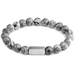 1 pc Natural Stone Bead Bracelet Tiger Eye Lava Stainless Steel