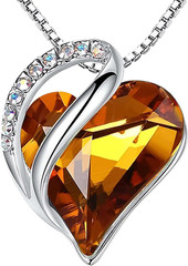 Gift Necklaces for Women, Infinity Love Birthstone Heart Crystal Pendant, Birthd