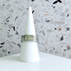 925 Sterling Silver Engraved Floral Scroll Band Ring No Stone Size 7