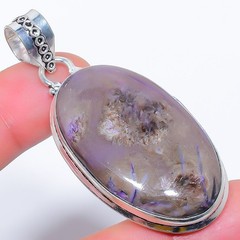 Natural Russian Charoite Gemstone 925 Silver Plated Jewelry Pendant 2.4″ M155