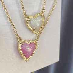 🌟New 💗$75 Kendra Scott🌟Ari Heart “Gold” Pendant Necklace Pink Kyocera Opal C3