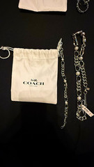 Coach Silver Cable Chain Charm Bracelet Adjustable Lobster Closure & Earrings