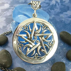 Wiccan Pentacle Necklace Crescent Moon Pentagram Pendant Gothic Pagan Women Mens