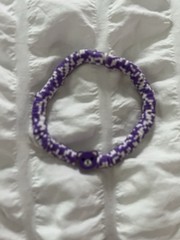 Purple & White Plastic Round Beaded Adjustable Bracelet Slide Closure, No Stone