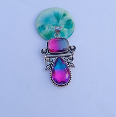 Beautiful Bi-Color Gemstone Pendant | 925 Silver pendant Jewelry
