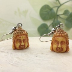 Buddha Earrings, Buddha Head Earrings, Buddha Charm Earrings, Buddhist Jewelry