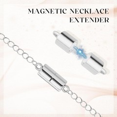 5Pcs Silver Magnetic Necklace Extender, Magnetic Necklace Clasps and Closures wi