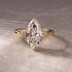 3Ct Marquise Cut Simulated Diamond Pretty Engagement Ring 14k Yellow Gold Plated