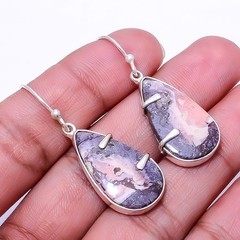 Mayan Porcelian Jasper 925 Sterling Silver Earring 1.56″ E4, Christmas Gift