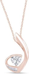 Triangle & Round Cut Simulated Diamond 14k Rose Gold Plated Fashion Pendant 18″