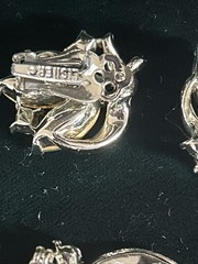 Signed LISNER 3pc Demi Parure Set Green Rhinestone Leaf Brooch Bracelet Earrings