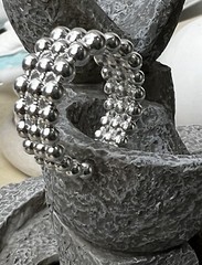 3 Tier Bubble Ball Ring Open Size No Silver Stamp? Selling As Costume Jewellery!