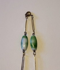 Rare 23″ Vintage 1975 Avon Come Summer Green White Marbled Bead Link Necklace