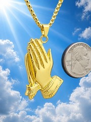 Praying Hands Faith Fashion Pendant Necklace, New Religious Christian Jewelry