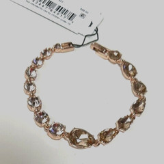 GIVENCHY Rose Gold Tone Round & Pear-Shape Silk Crystal Flex Bracelet NWT