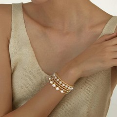 Gold Pearl Beaded Enewton Bracelets for Womengold Pearl Stackable Stretch Be